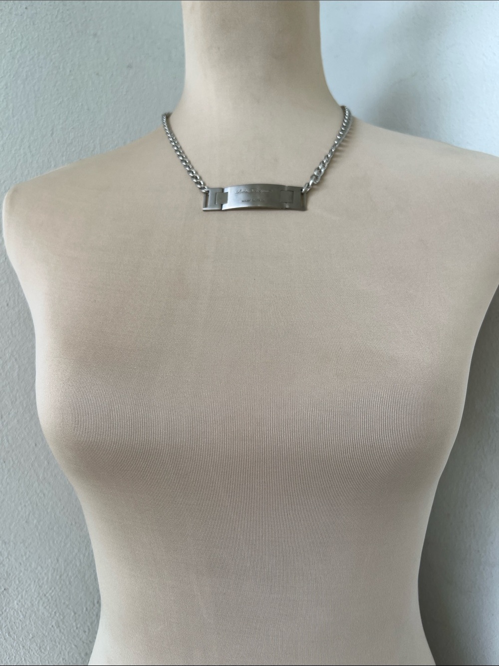 Unisex Ferragamo Vintage Hardware Necklace | Silver Custom Curb Chain 19”
